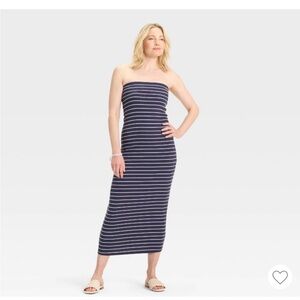 a new day Navy and White Strapless Dress